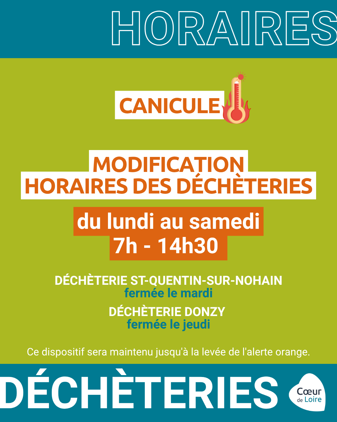 Modification horaire déchetterie