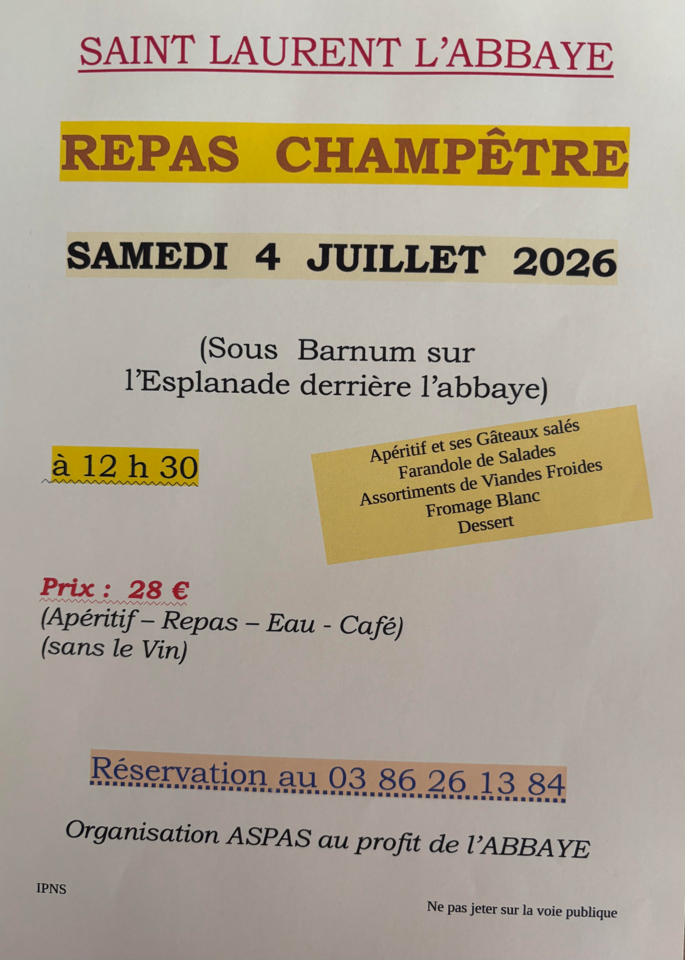 REPAS CHAMPETRE