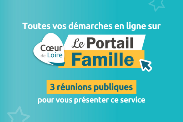 Affiche annonçant les réunions publiques relatives au nouveau service "Portail famille"